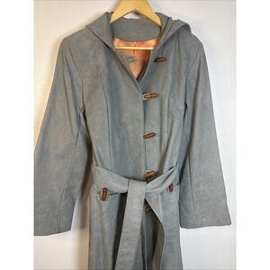Women's Small /Medium Vintage Betty Rose Gray Hooded Trench With Belt